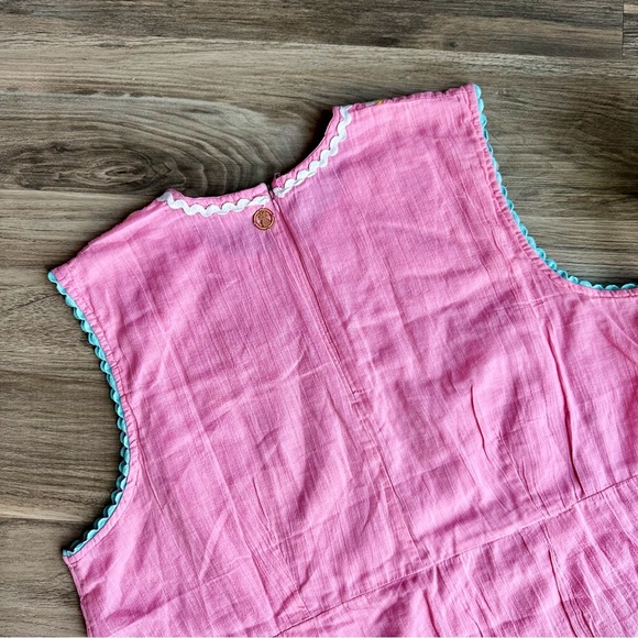 Simply Southern Pink Embroidered Flowers Rickrack Trim Sleeveless Dress Size XL - Picture 10 of 16